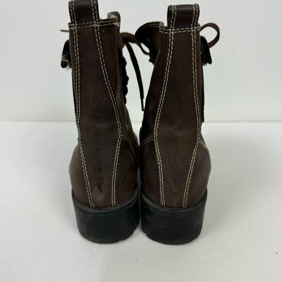 Vintage No Boundaries Brown Faux Leather Lace Up Moto Combat Boots y2k retro - Picture 5 of 9